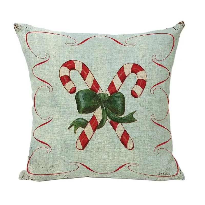 Чехол на подушку фирменное рождественское письмо карамельный костыль снеговик