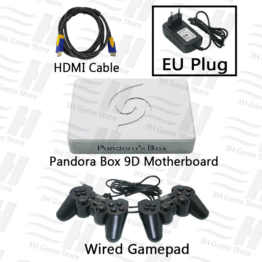 9d wired EU plug Pandora Box 9D материнская плата геймпад Набор двойной проводной геймпад беспроводной геймпад HDMI VGA подключение ТВ ПК 2500 В 1 Поддержка 3D Tekken - Цвет: 9d wired EU plug