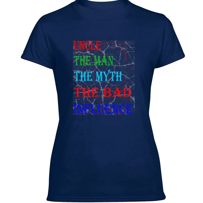 

Crazy Vintage Uncle The Man The Myth The Bad Influence T-Shirt Round Neck Mens Tee Shirt Female 100% Cotton Hiphop