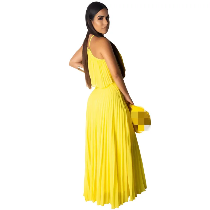 Сексуальный комплект из двух предметов Клубные наряды желтый короткий топ