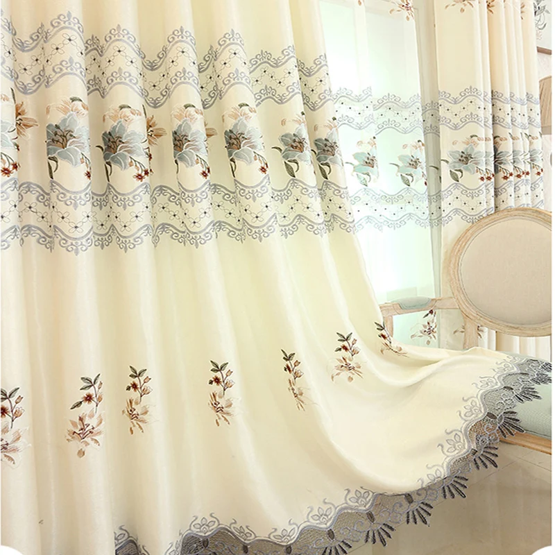 

Занавески для гостиной с цветочной вышивкой, полузатемняющие затемняющие шенилловые шторы для раздвижной стеклянной двери патио