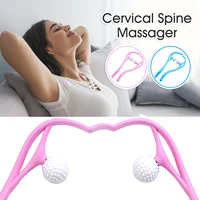 cervical spine massager knead clamp neck relief hand held roller relief pain device six heads hammer kneading vertebra impulse