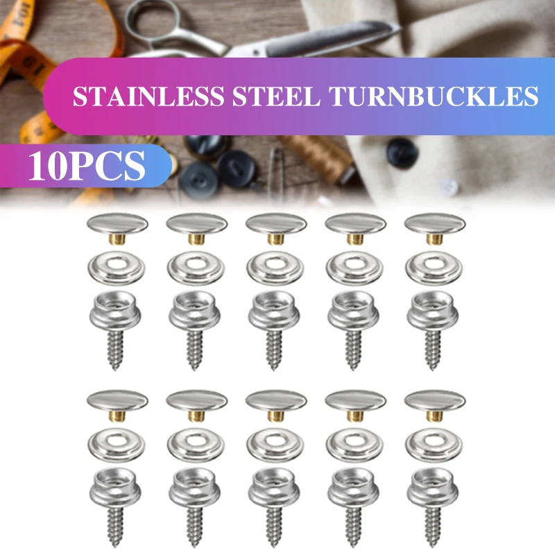 

10 Set 15mm Snap Fastener Screw Buttons Copper And Stainless Steel Material Consists Of Screw Studs And Buttons Sockets