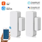 Tuya WiFi датчик для двери Смарт дверь открытойзакрытый детекторы SmartLife с Wi-Fi и оконный датчик охранной сигнализации работать с Alexa Google Home