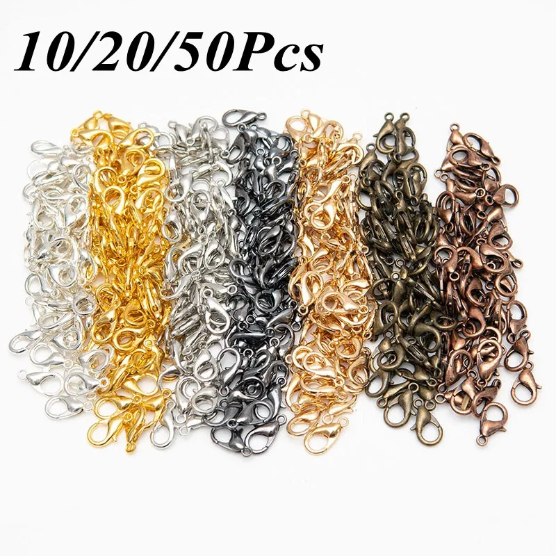

10/20/50Pcs 12x6mm Alloy Lobster Clasp Hooks For Necklace Bracelet Chain Findings Jewelry DIY Making Supplies Accessories Tools