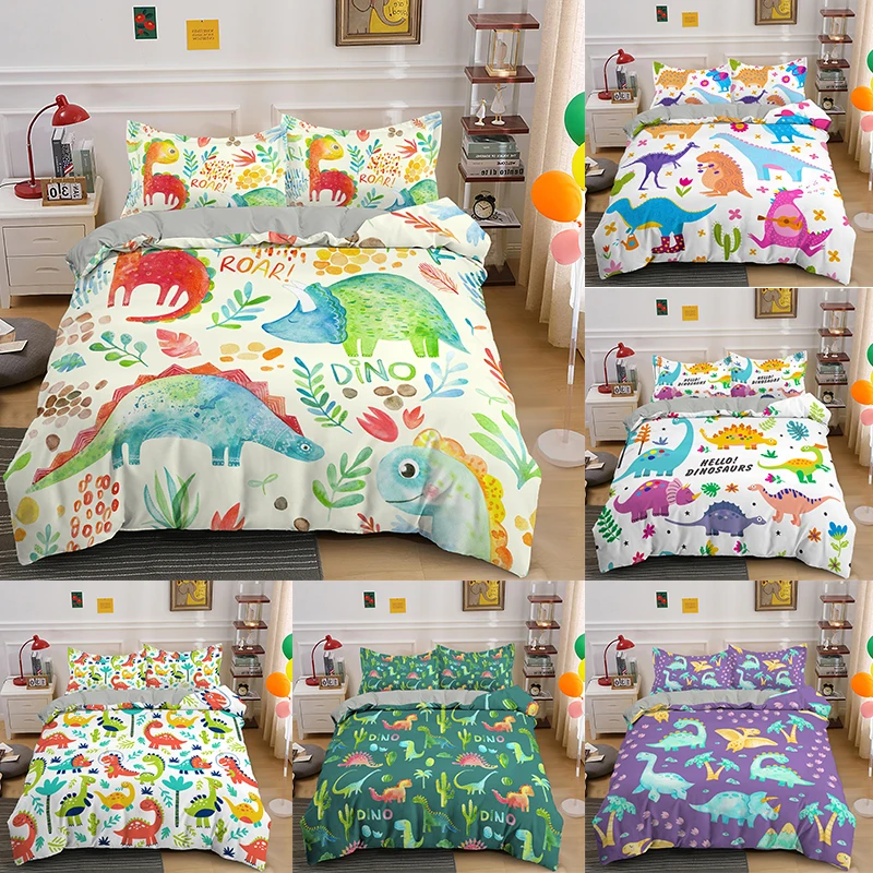 

Newly Fashion Printed Design Bedding Set 3D Digital Dinosaur World kids boys Duvet Cover and Pillowcase AU/US/EU size Bedclothes