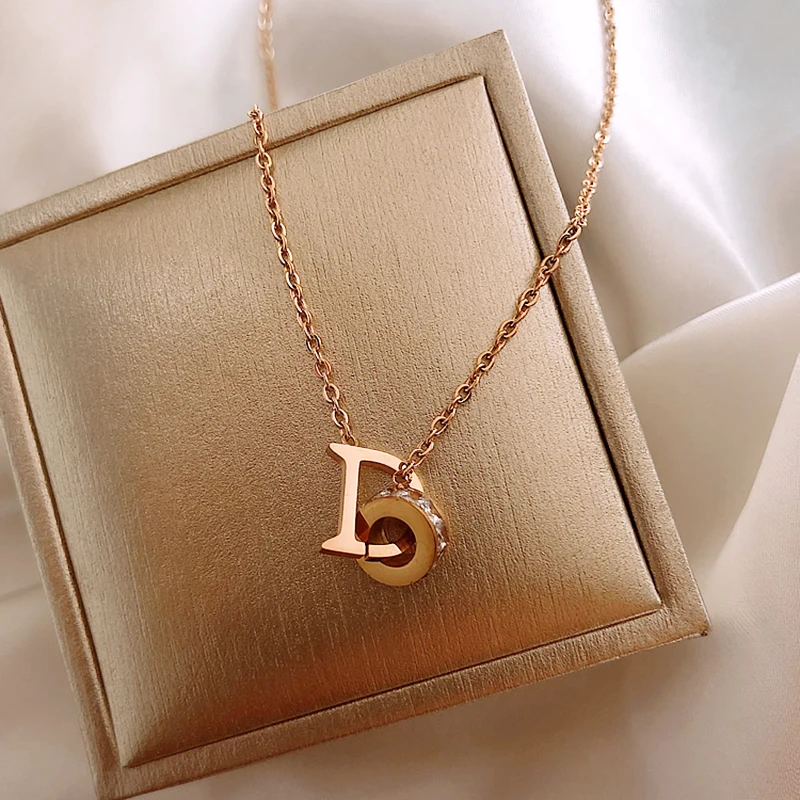 

Titanium Steel Trendy Exquisite Letter Pendant Necklace for Women Top Designer Creativity Luxury Jewelry Inlaid AAA Zircon Gift