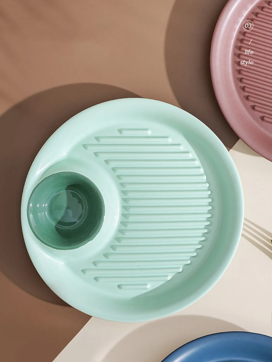 

Embelish 9inch Ceramic Dumpling Plate With Sauce Vinegar Saucer Non-stick Cuisine Steak Plate