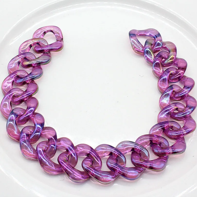 

Transparent Purple Resin Acrylic Chain for Bags Accessories Belt Diy Women Plastic Purse Chain Straps for Handbags Chain Bag