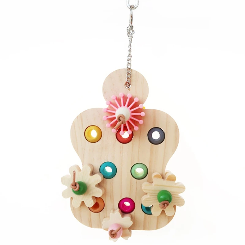 

1pc Hot Selling Parrot Intelligence Toy Wooden Interactive Bird Training Toy Parrot Chewing Toy Bird Supplies Multicolor