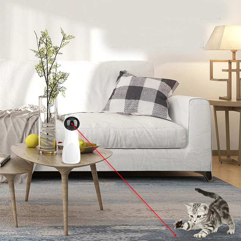 

Automatic Cat Laser Toy Interactive Red Laser Pointer For Indoor Cats Kittens Dogs USB/Battery Powered 5 Random Pattern