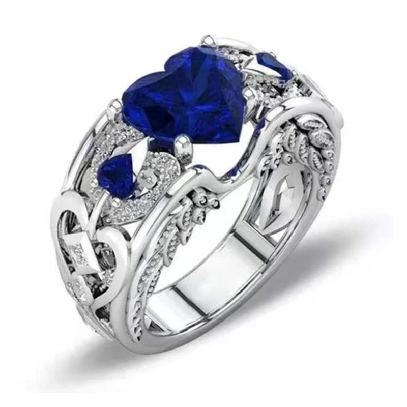 

UILZ Trendy 3 Color Silver Color Ring Multicolor Love Heart Zircon Rings Wedding Jewelry Gift for Mother Anel Bijoux Wholesale