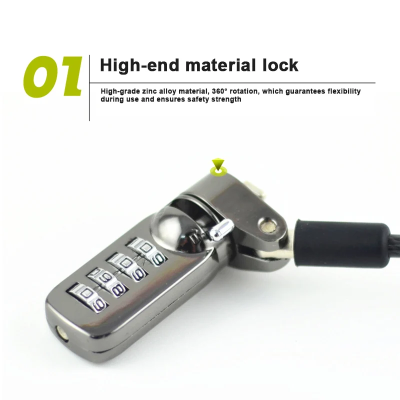 

Notebook Laptop Combination Lock Security Cable 4 Digit Password Protections Anti Theft Device