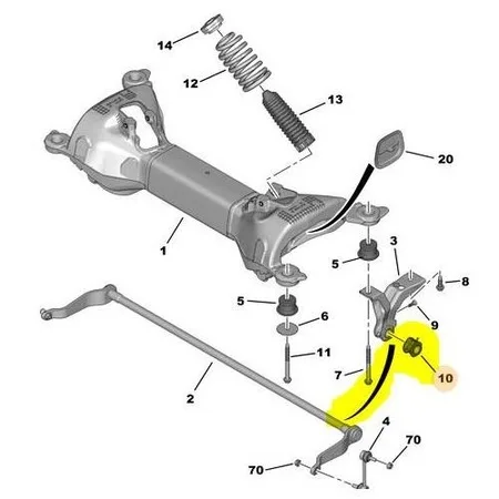 Задний стабилизатор Железный резиновый инструмент 407 2004- C5 III-C6 2009- 517115 431294427