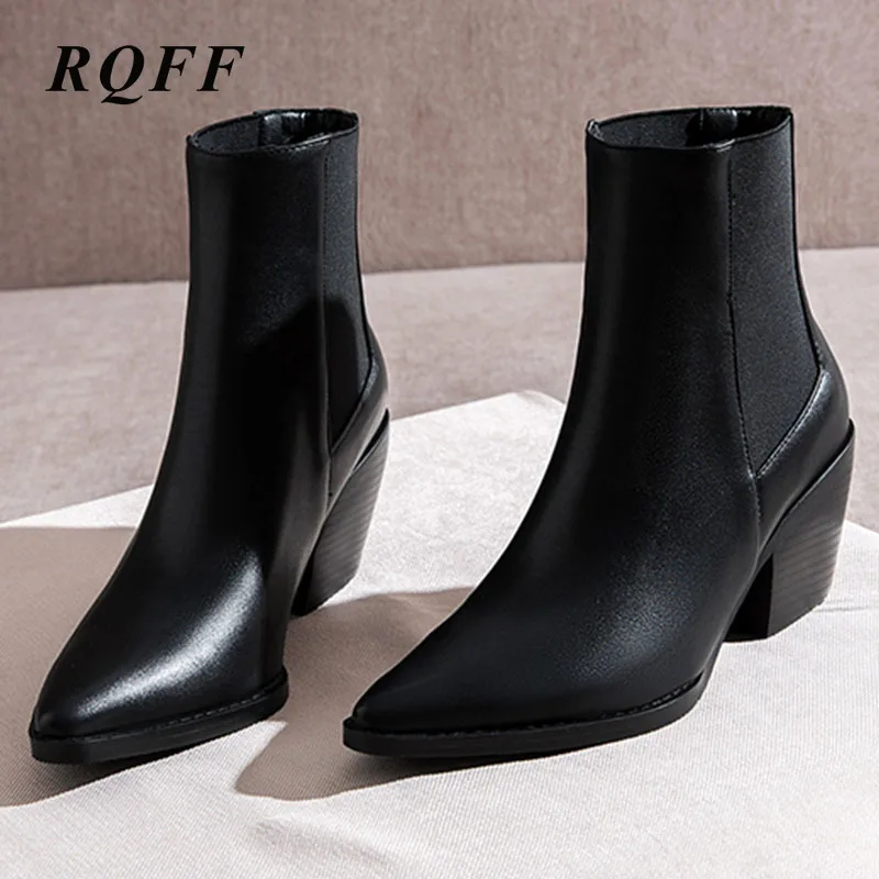 Женские ботильоны на блочном каблуке черные или белые ботинки из искусственной