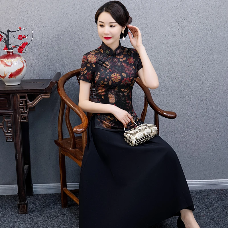 

Plus Size 5XL New Women Chinese Mandarin Collar Tang Shirt Top Elegant Chinese Female Party Clothes Casual Business Slim Blouse