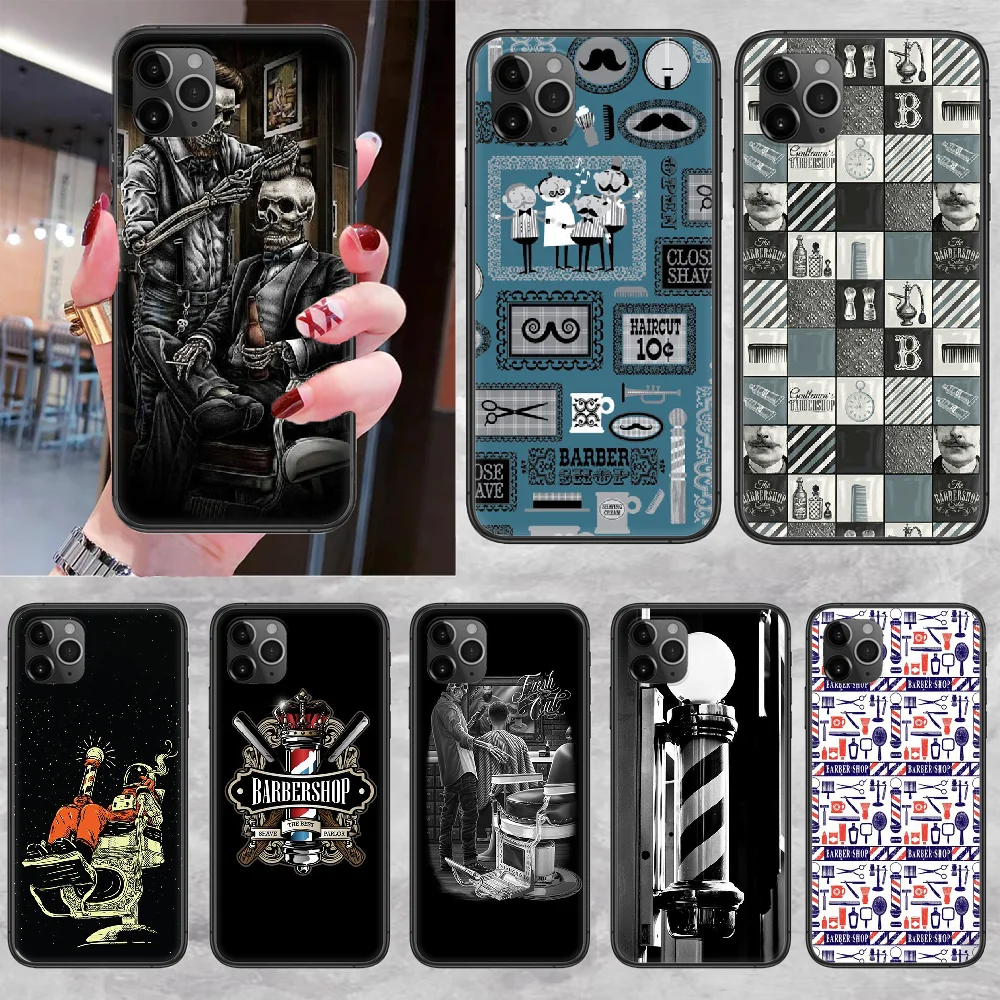 barber Hair shop Phone Case Cover Hull For iphone 5 5s se 2 6 6s 7 8 12 mini plus X XS XR 11 PRO MAX black trend shell art back