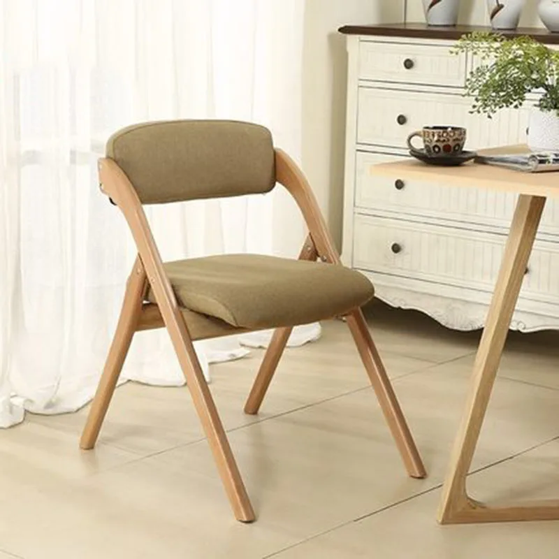 Простой современный домашний складной стул из бука Массив дерева ткань диван для