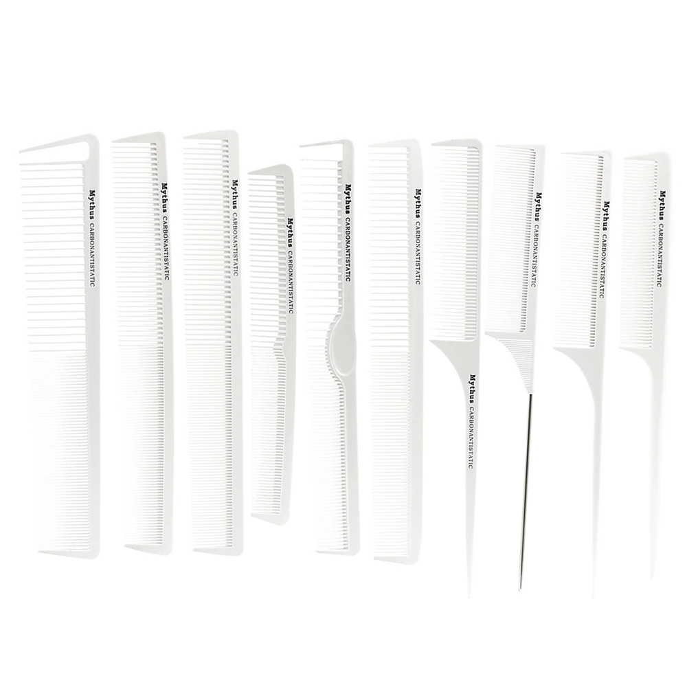 10 шт. белый Цвет углерода Расческа для парикмахерского салона Антистатическая