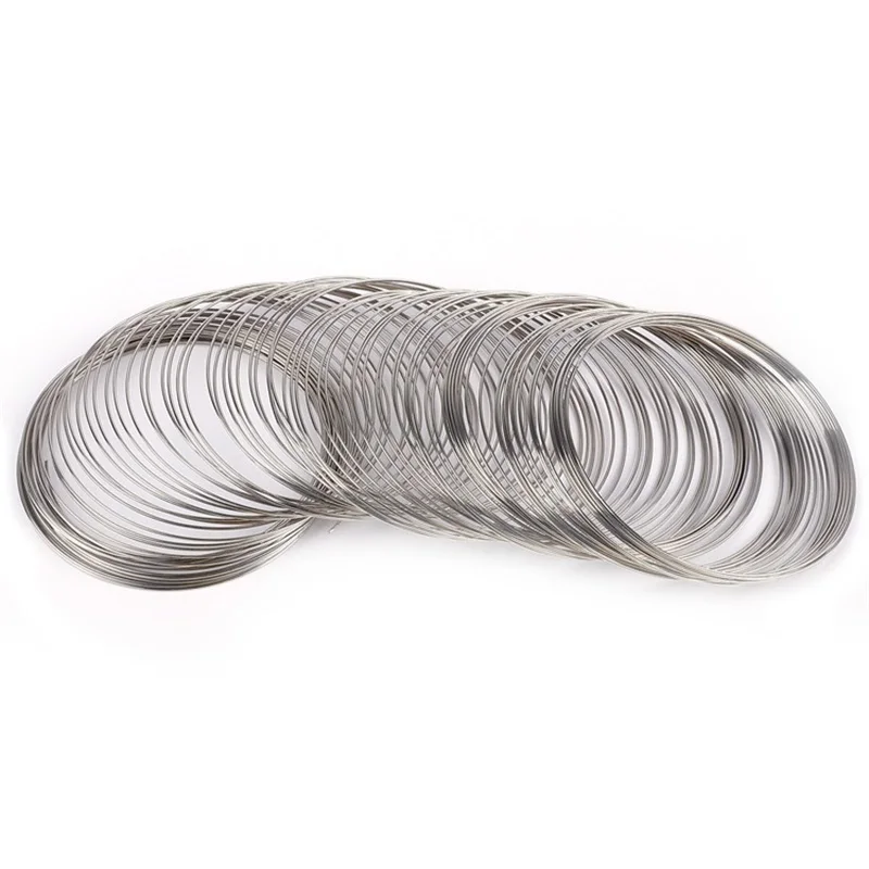 Rhodium 100 петли 0,6 мм Memoried Бисероплетение Гибкая проволочная стальная линия для DIY многослойный браслет Изготовление ювелирных изделий - Цвет: Rhodium