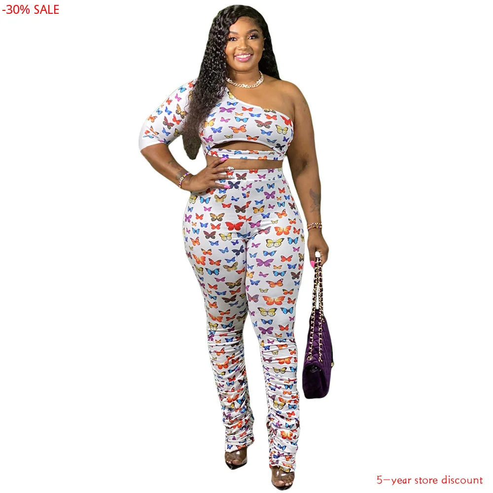 Комплект из двух предметов с рисунком бабочки привлекательный укороченный топ