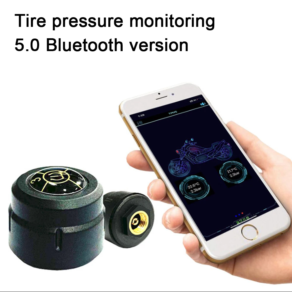 Bluetooth 5,0 Reifen Druck Überwachung System IOS Auto Moto Alarm Auto Echtzeit Motorrad Reifen Druck Sensoren Android TPMS