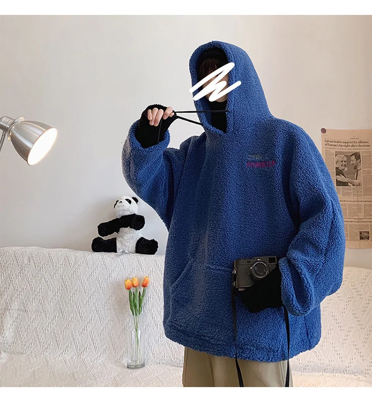 

Warm Winter Plus Velvet Men Hoodies New Men's Hooded Sweatshirts Man Streetwear Casual Pullovers Harajuku Hoodie Couple Clothes