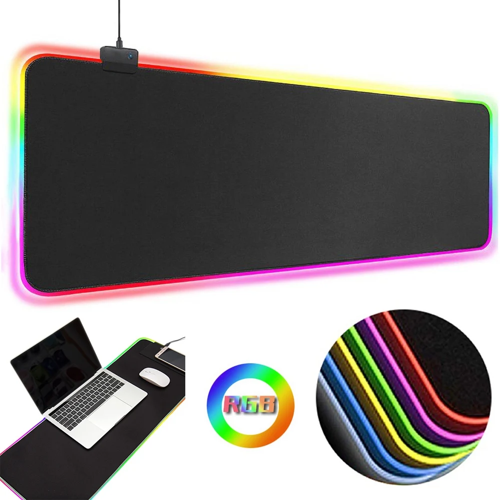 

LED RGB Colorful Light Luminous Desktop Mouse Pad Carpet Computer Accessory Big Mouse Mat Backlight Carpet for keyboard Desk Mat