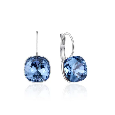 Denim Blue MOONROCY серебряный цвет кристалл серьги синий розовый зеленый квадратные серьги с кристаллом для женщин подарок ювелирные изделия Прямая поставка - Окраска металла: Denim Blue