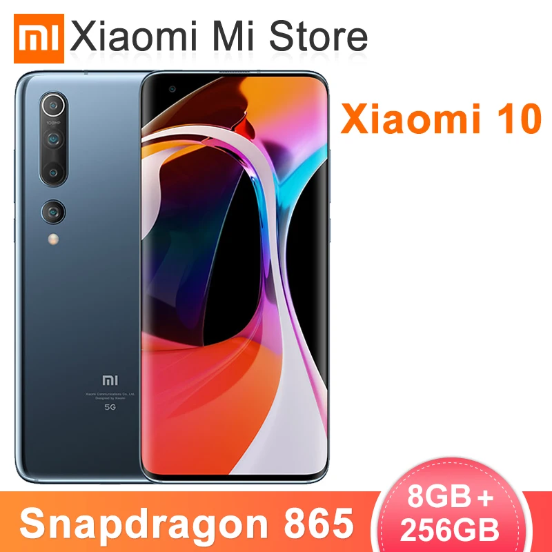 Новый мобильный телефон Xiaomi Mi 10 8 ГБ 256 5G смартфон 108MP Penta Camera Snapdragon 865 Восьмиядерный