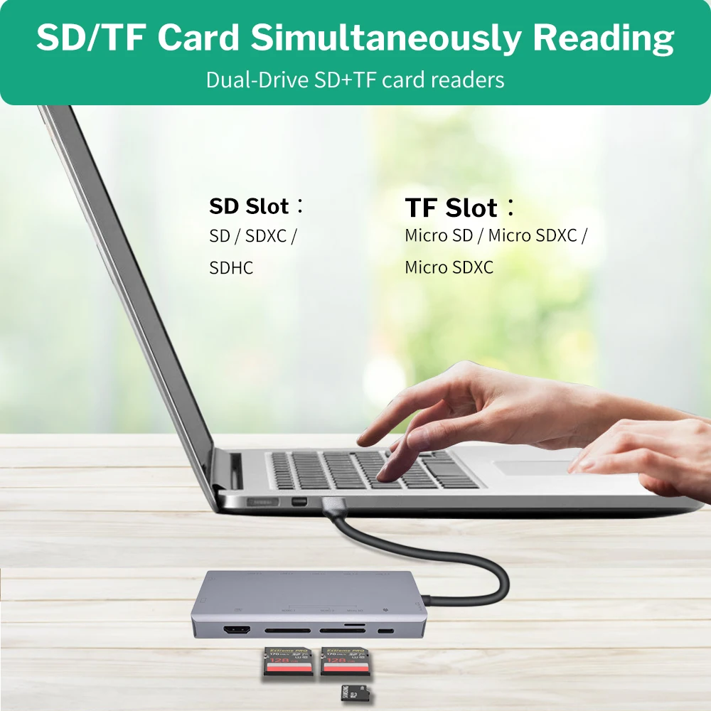 Док станция Deelife с USB C 13 портов HDMI RJ45 VGA AUX PD USBC хаб для ноутбука Macbook Pro разъемом