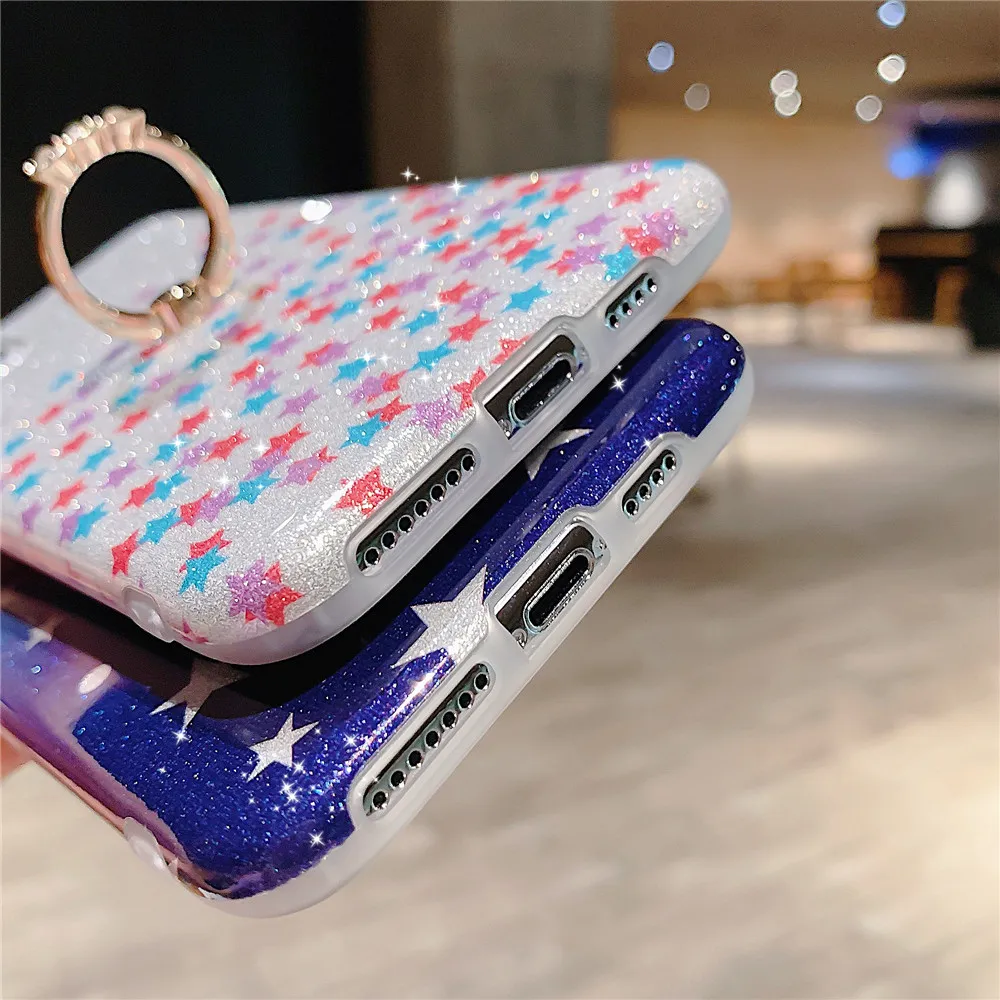 Фото Plating Glitter Phone Case for iPhone 11 Pro Max XR XS SE 2020 7 8 Plus Soft IMD Ring Holder Bling Star Flowers New Trend Cover Мобильные Plating Glitter Phone Case for iPhone 11 Pro Max XR XS SE 2020 7 8 Plus Soft IMD Ring Holder Bling Star Flowers New Trend Cover Мобильные