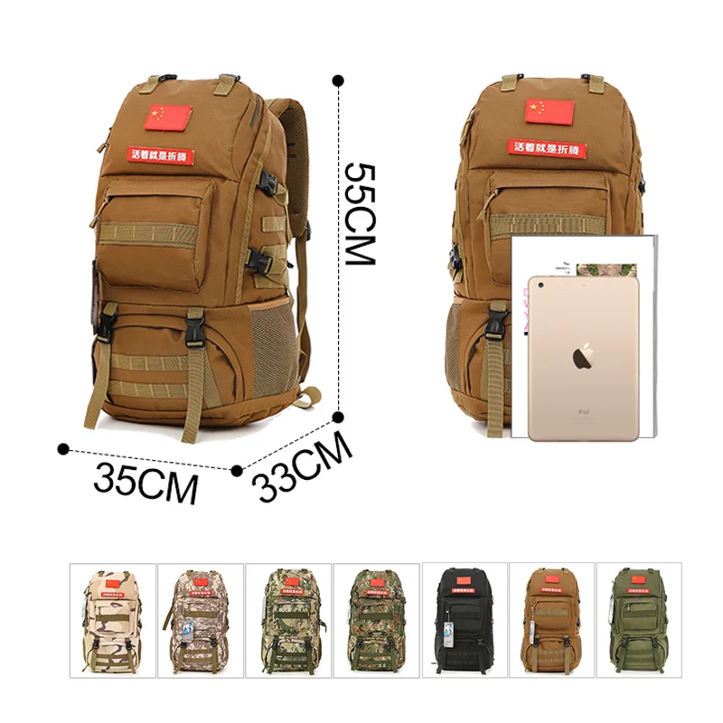 

50L Canvas Backpack For Men Large Capacity Tactical Backpacks Women Hand Hiking Camping Hunting Bags Softback Rucksack