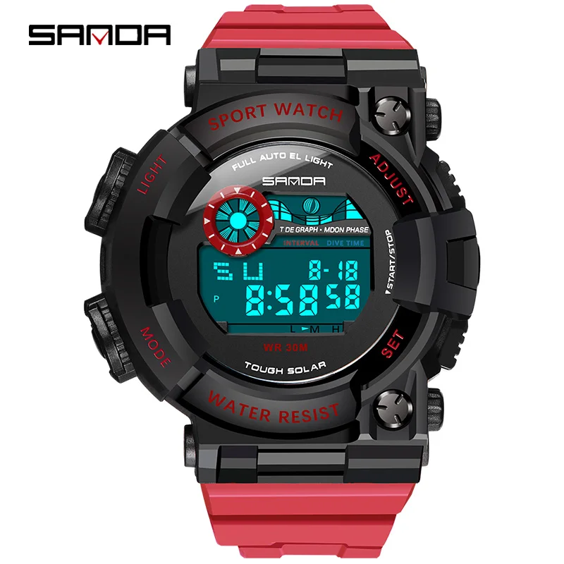 

SANDA Children's Fashion Sports and Leisure Watch LED Digital Quartz Watch Student Alarm Clock Boy and Girl Waterproof Watch