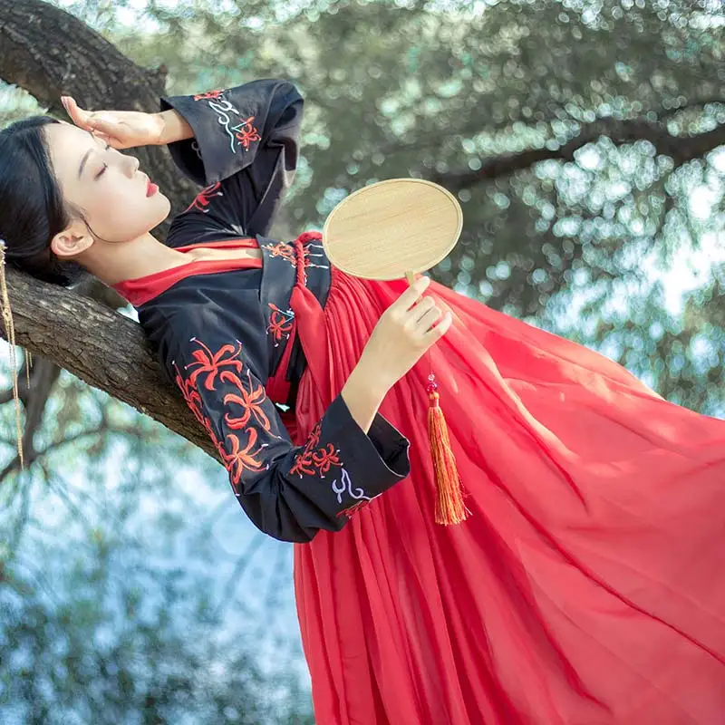 Новое платье Hanfu, Женский Классический танцевальный костюм, народное платье, Древний китайский стиль Hanfu, танцевальный костюм, одежда для сцены