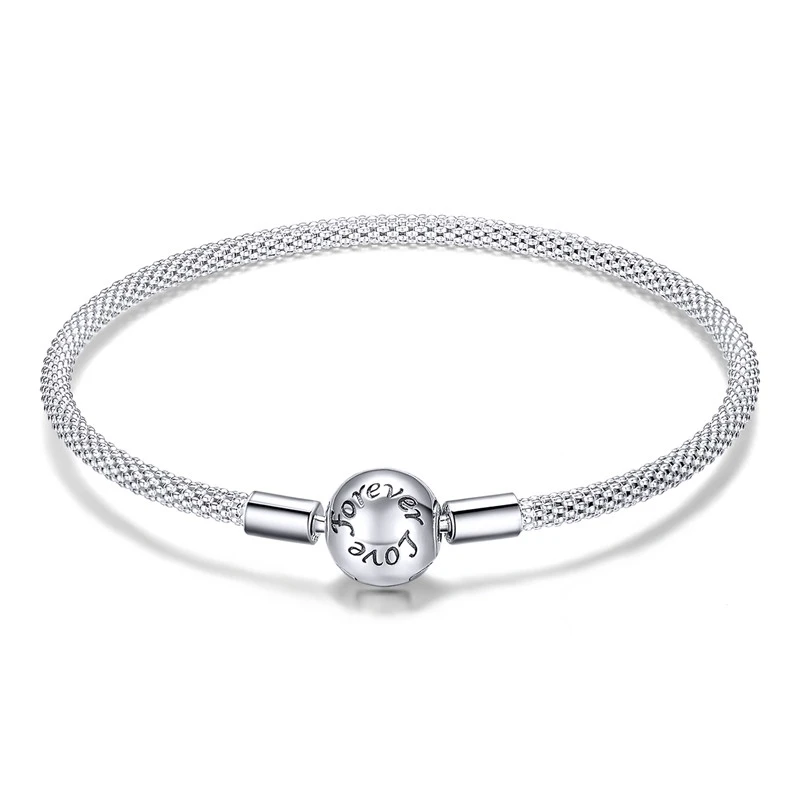 Pulseira 925 пробы серебряный браслет Femme Снежинка Сердце голубой глаз Femme змеиная цепь браслеты и ювелирные женские браслеты - Окраска металла: ECB105