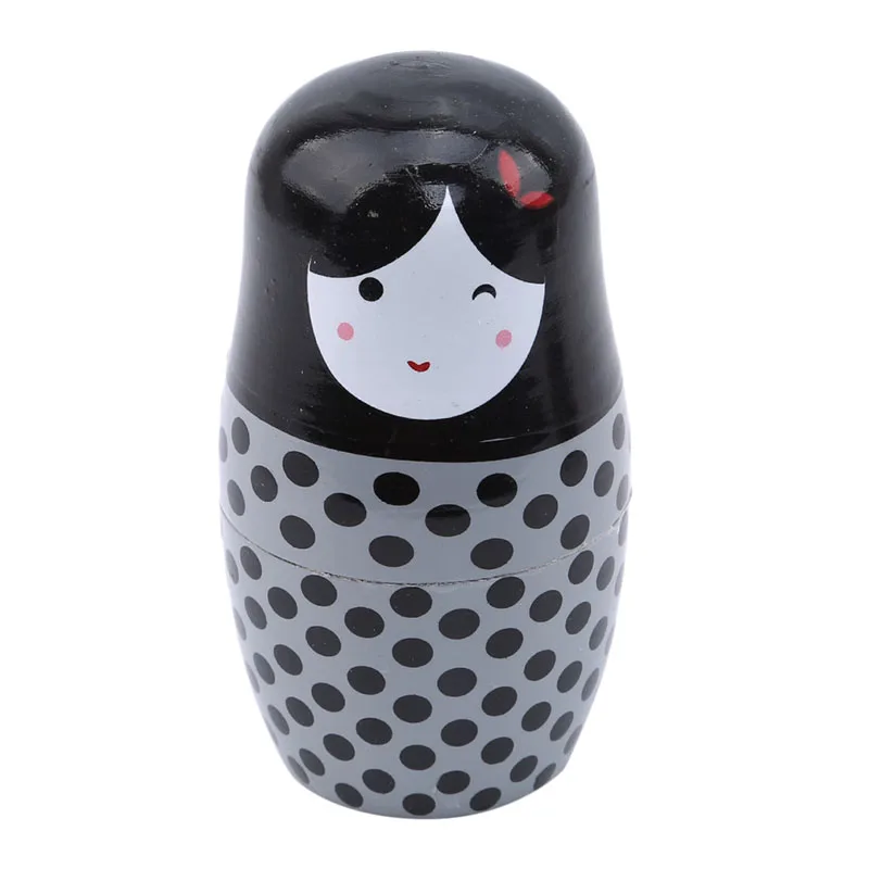 

5pcs Lovely Handmade Basswood Nesting Dolls Bear Ear Russian Matryoshka Dolls Set Matryoshka Dolls Toys Home Decor Toys Gift