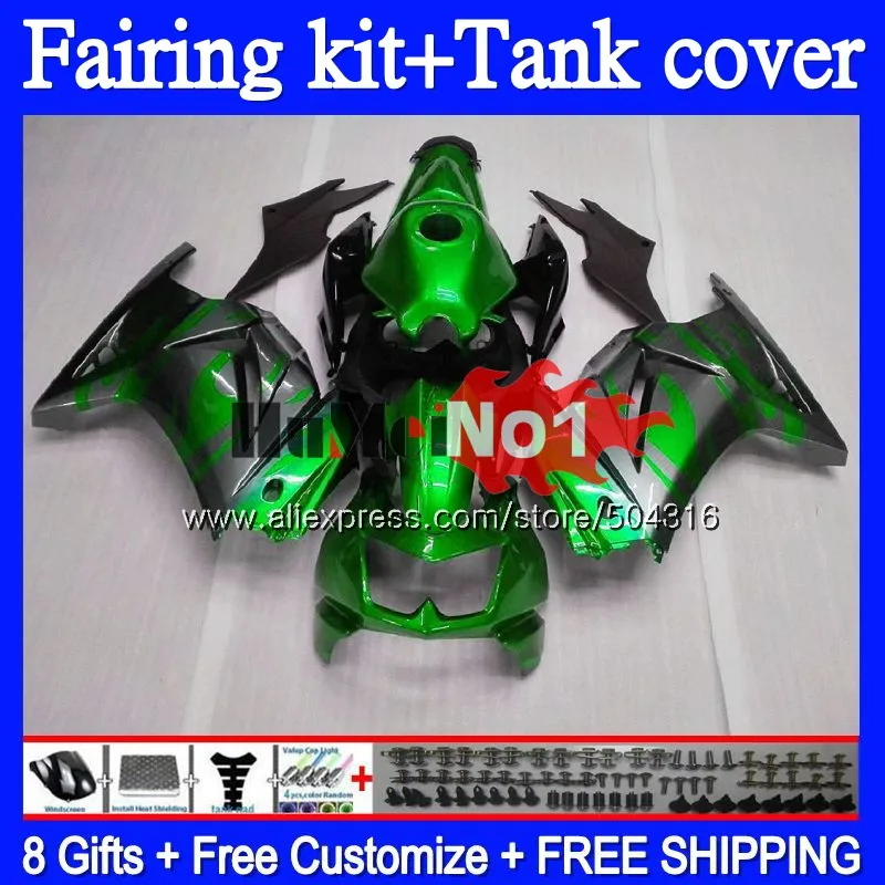 

Комплект обтекателей для KAWASAKI EX250 ZX250 R 2008 2009 2010 2011 94MC.23 EX250R ZX EX 2012 250R ZX250R 08 09 10 11 12, зеленый, серый