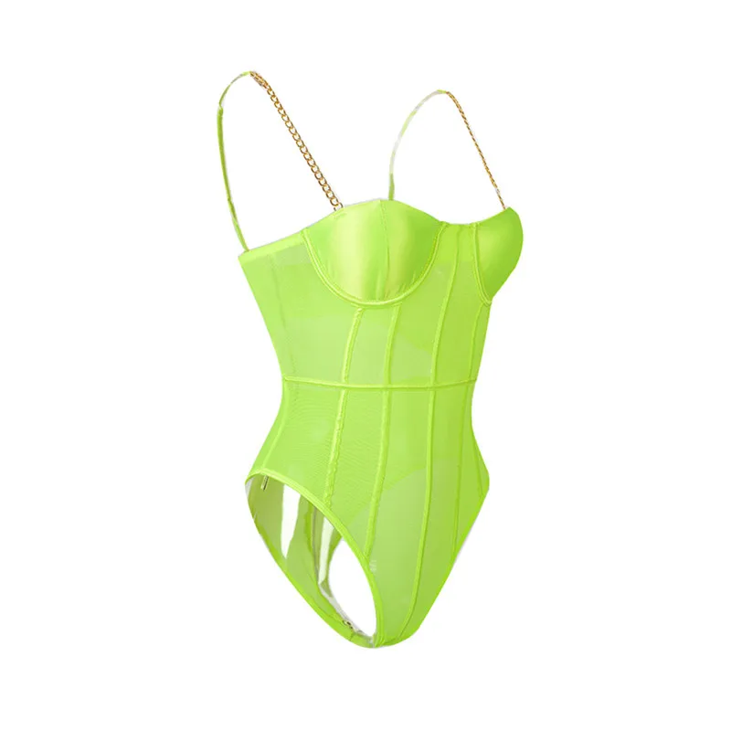 

Women Sexy Metal Chain Straps Backless Bodysuit Sleeveless Bodysuit Sexy Lingerie