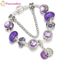 yexcodes silver plated heart purple zircon bracelet for women jewelry engagement party christmas gift bracelets