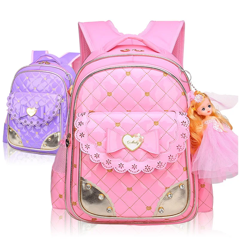 Милые школьные сумки с бантом для девочек, детские рюкзаки, рюкзаки для учеников начальной школы, водонепроницаемый школьный ранец, детская...