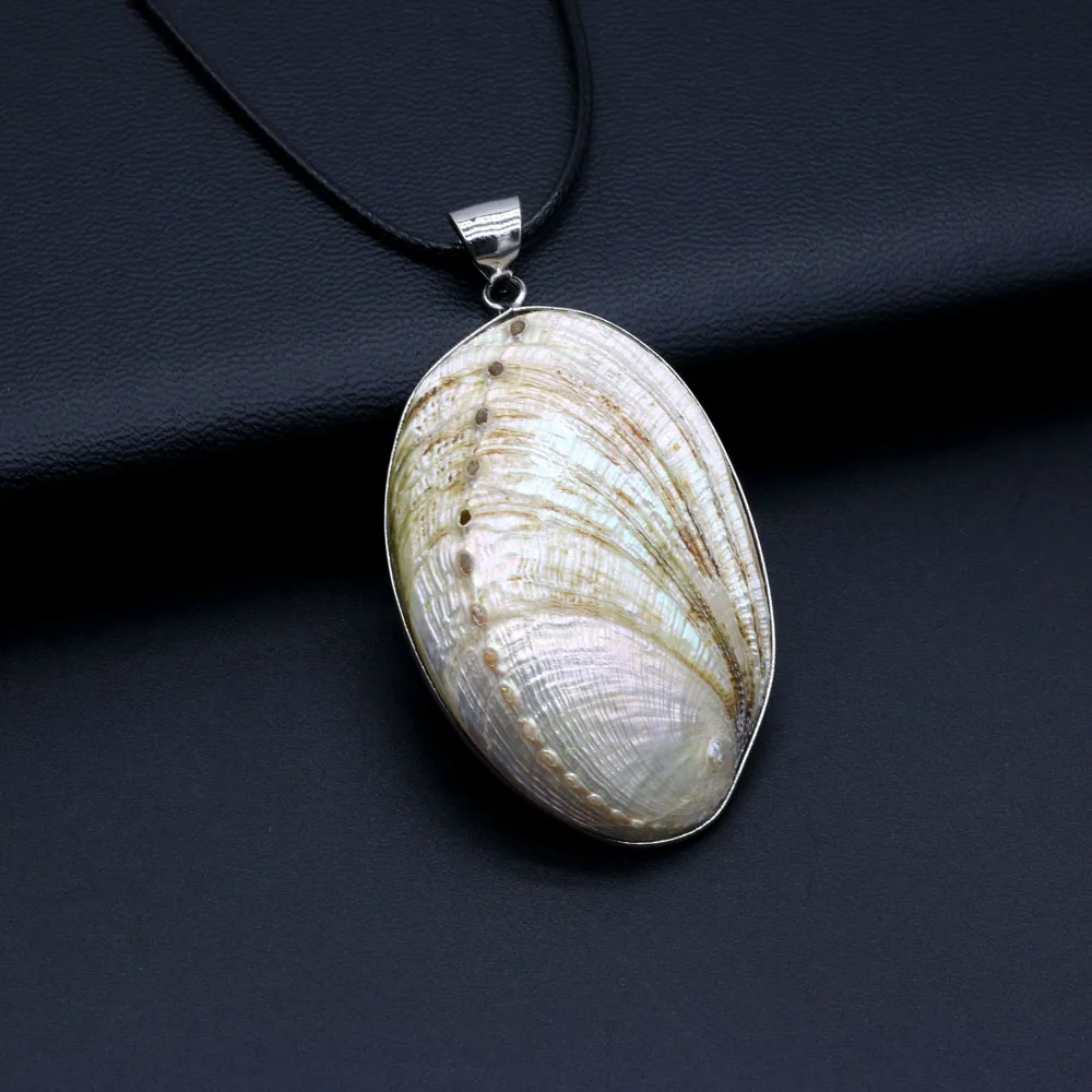 

1PC Natural Shell Necklaces Alloy Egg Shape Pendants Necklaces For Women Party Wedding Glamour Jewelry