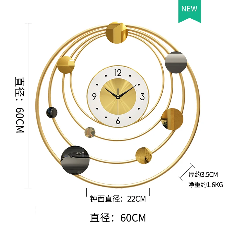 

Luxury Golden Hanging Wall Clock Nordic Design Creative Metal Wall Watches Mechanism Home Decor Wandklokken Reloj De Pared