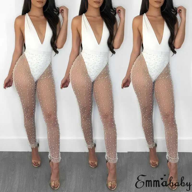 Модные женские сексуальные облегающие брюки пляжные сетчатые прозрачные