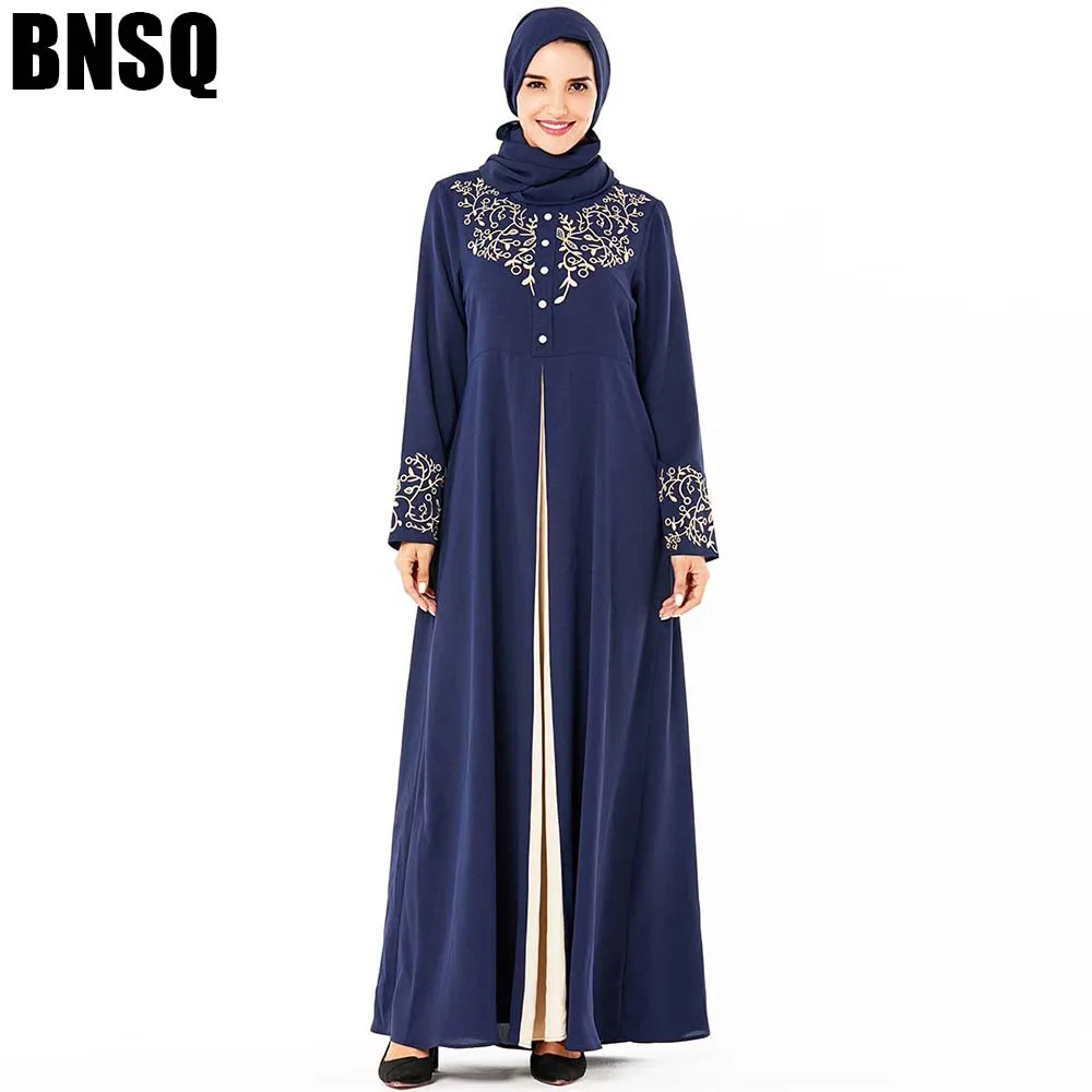 

BNSQ Woman Dubai Arabic Turkish Muslim Elegant Abaya Islamic Ruffle Long Sleeve Elbise Women Ramadan Kaftan Maxi Dress