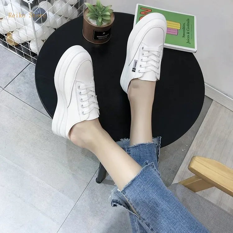 

Baotou lazy half slippers women's summer new thick-soled inner heightening casual white shoes without heels for outer wear