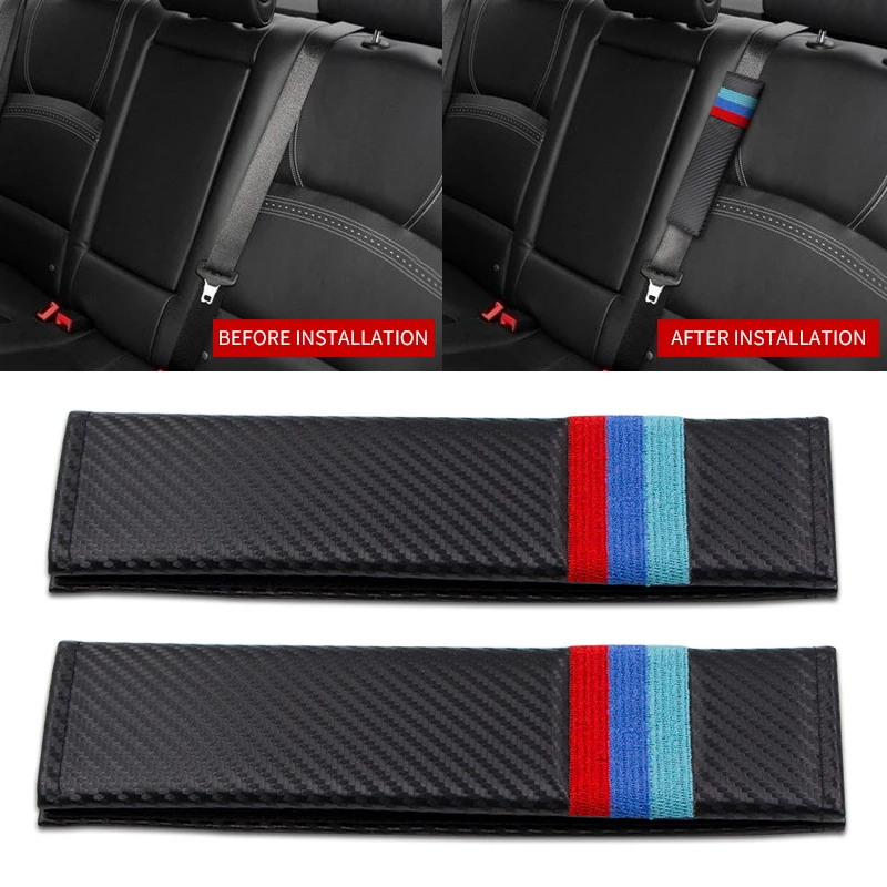 2 шт. накладки на автомобильный ремень безопасности из углеродного волокна для BMW