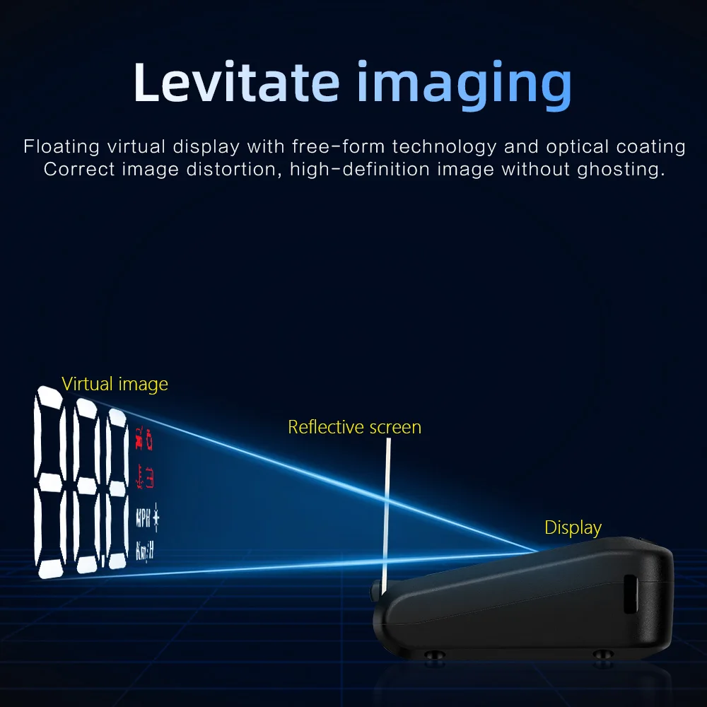 New Car Head Up Display C100 OBD2 HUD Digital Speedometer Water Temp RPM KMH MPH Mirror Projector Security Alarm | Автомобили и