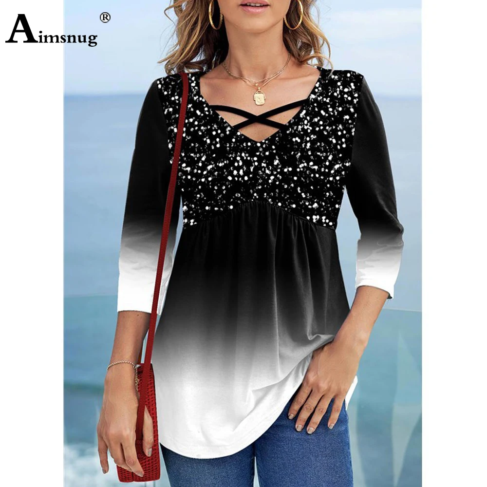 

Oversized 4xl 5xl Ladies Elegant Fashion Gradient T-shirt Long Sleeve Women's Top Pullovers 2022 Spring New Bohemian Tees Shirt