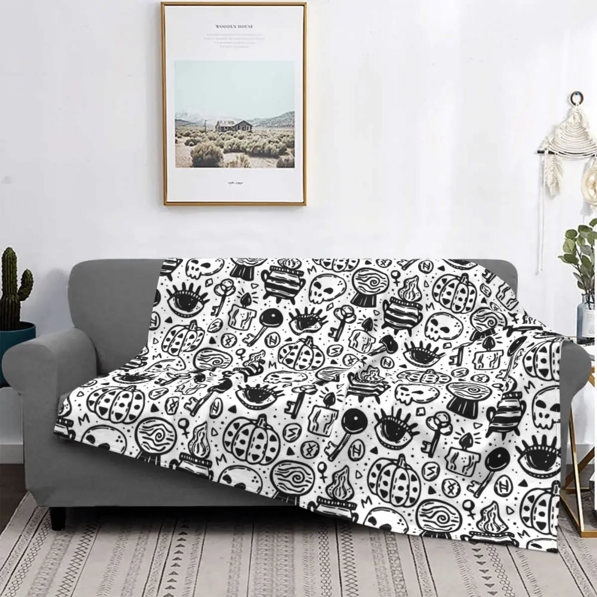 

Halloween Witch Season Blanket Flannel Textile Decor Pumpkin Multifunction Warm Throw Blankets for Home Outdoor Plush Thin Quilt